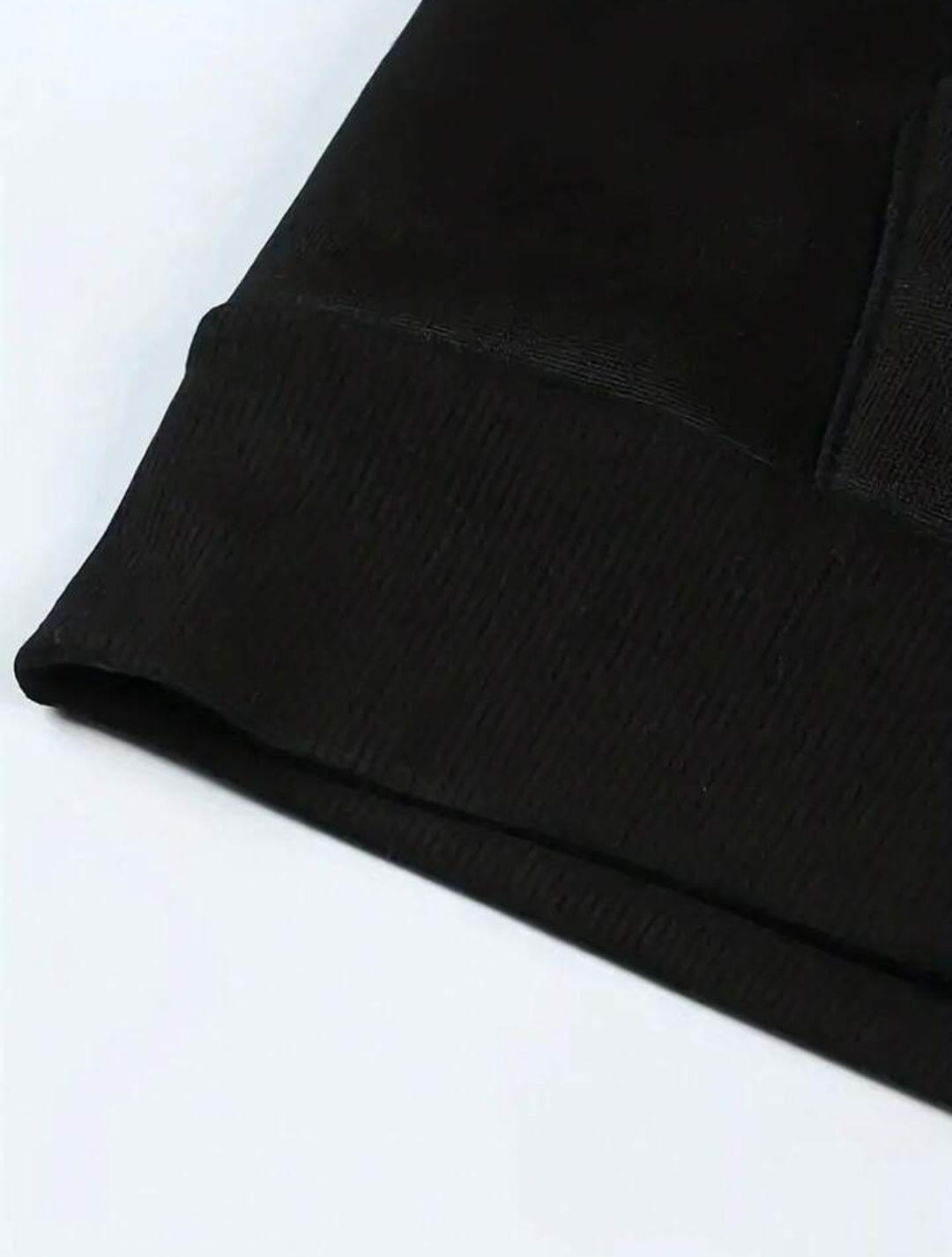 Duck Baskılı Kapşonlu Siyah Sweatshirt 