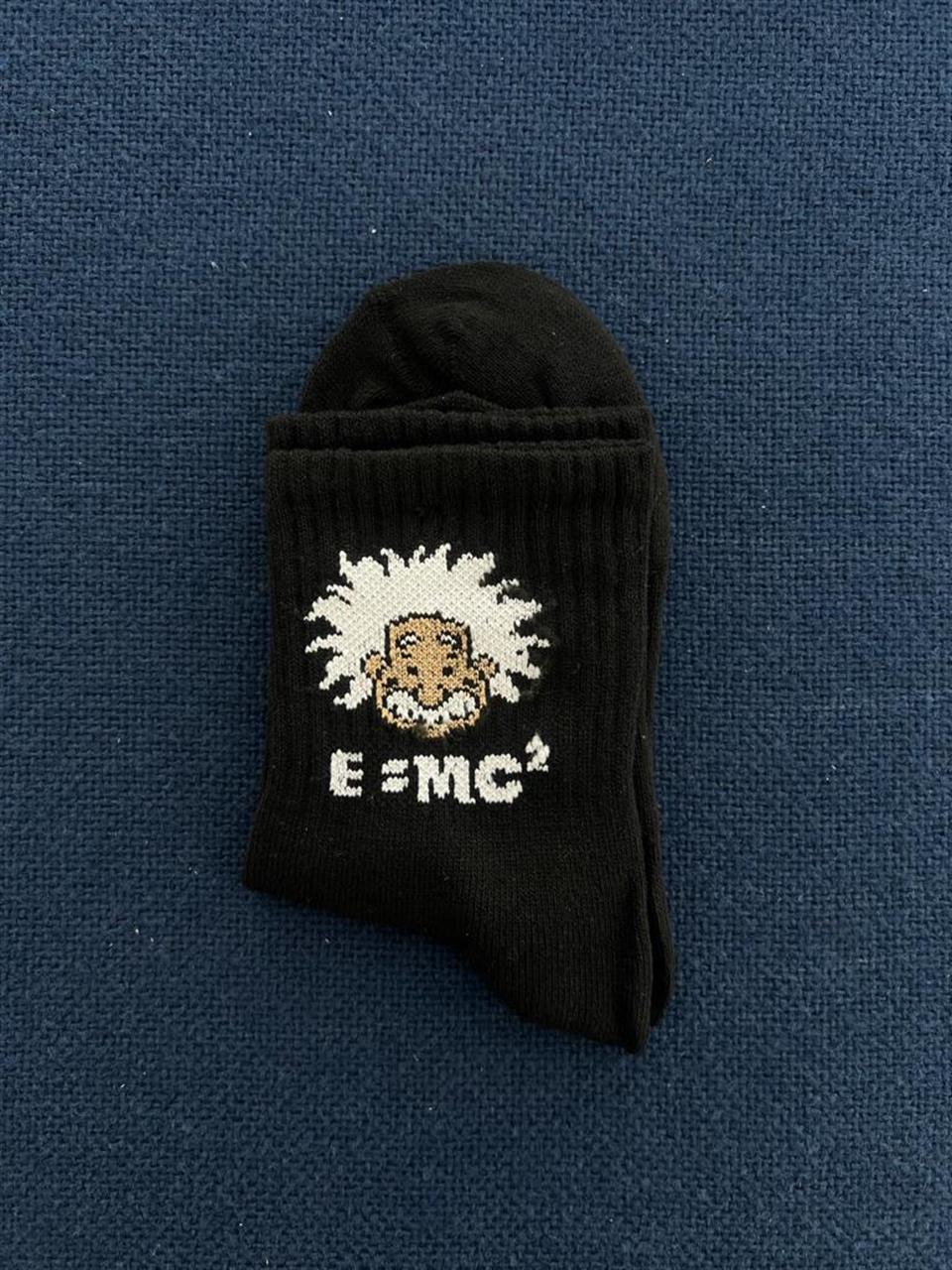 Einstein Unisex Siyah Kolej Çorap