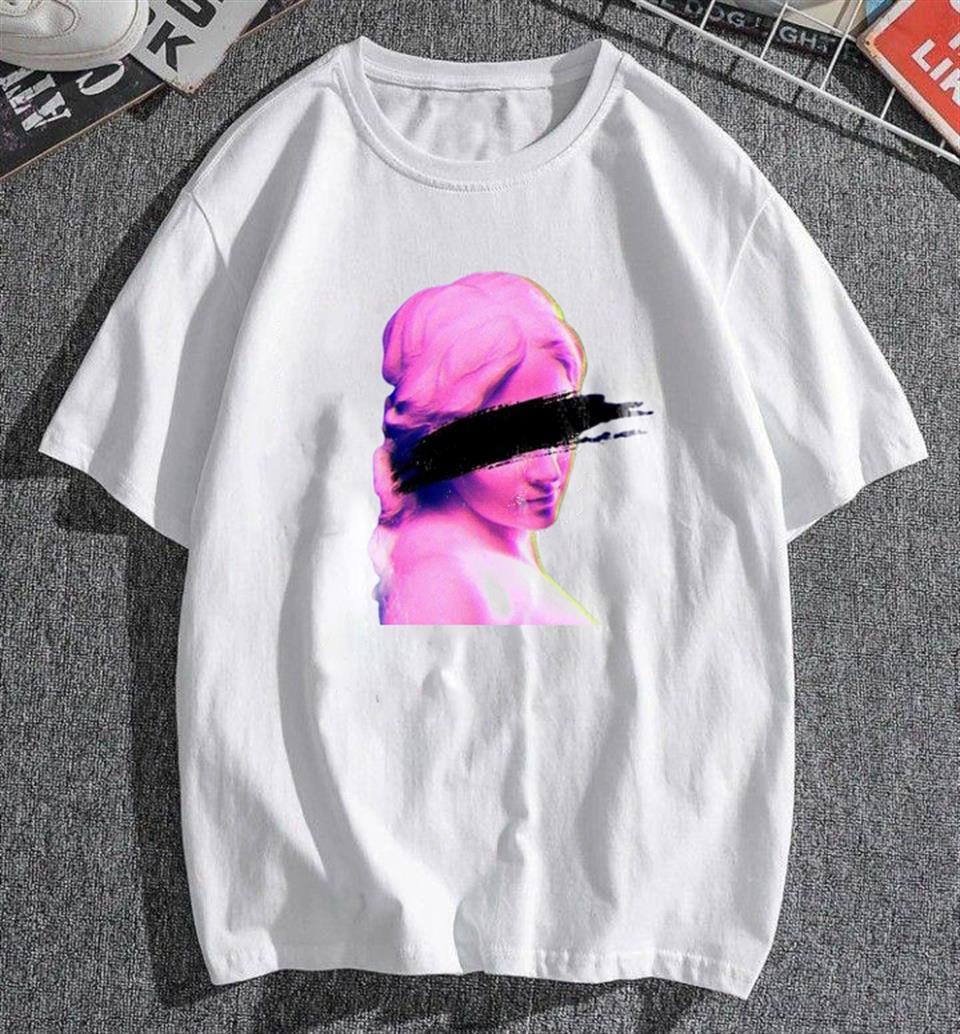 Eyeless Art Baskılı Beyaz Unisex Oversize T-shirt