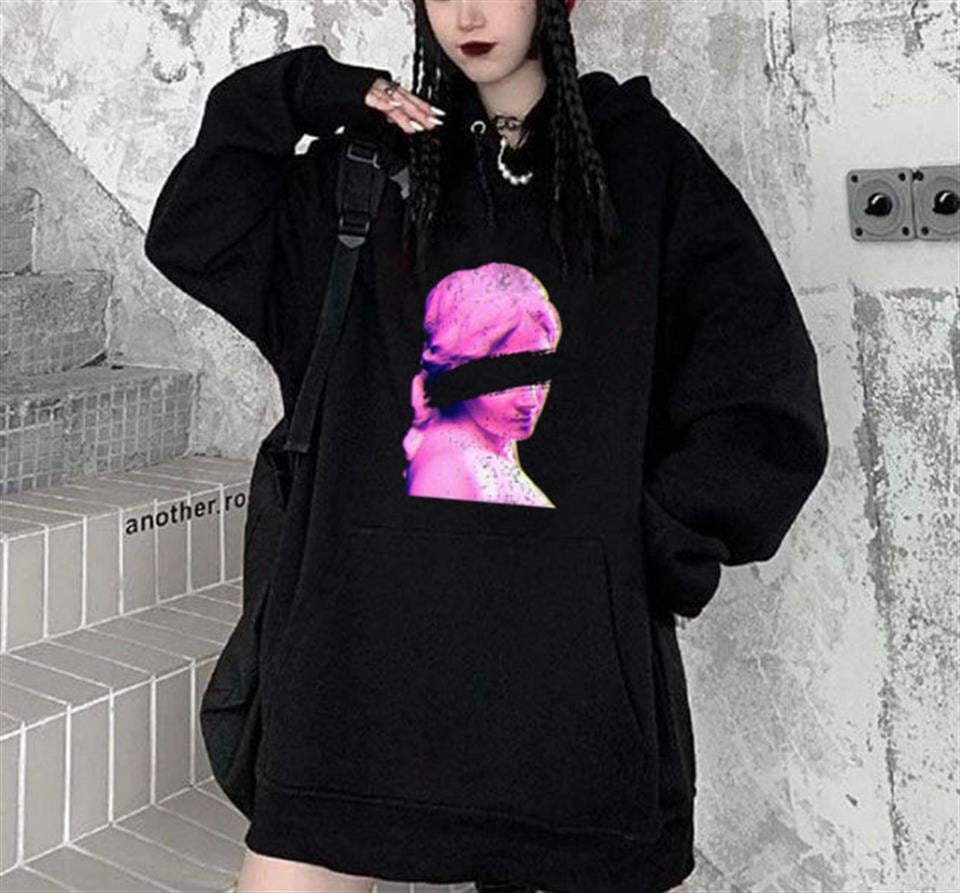 Eyeless Art Siyah Unisex Kapüşonlu Oversize Sweatshirt Hoodie