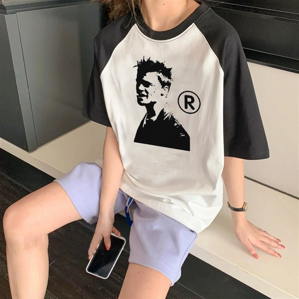 Fıght Clup Baskılı Beyaz Reglan Kol Oversize T-shirt