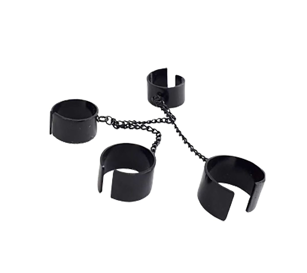 Four Finger Chain Black Ayarlanabilir Yüzük