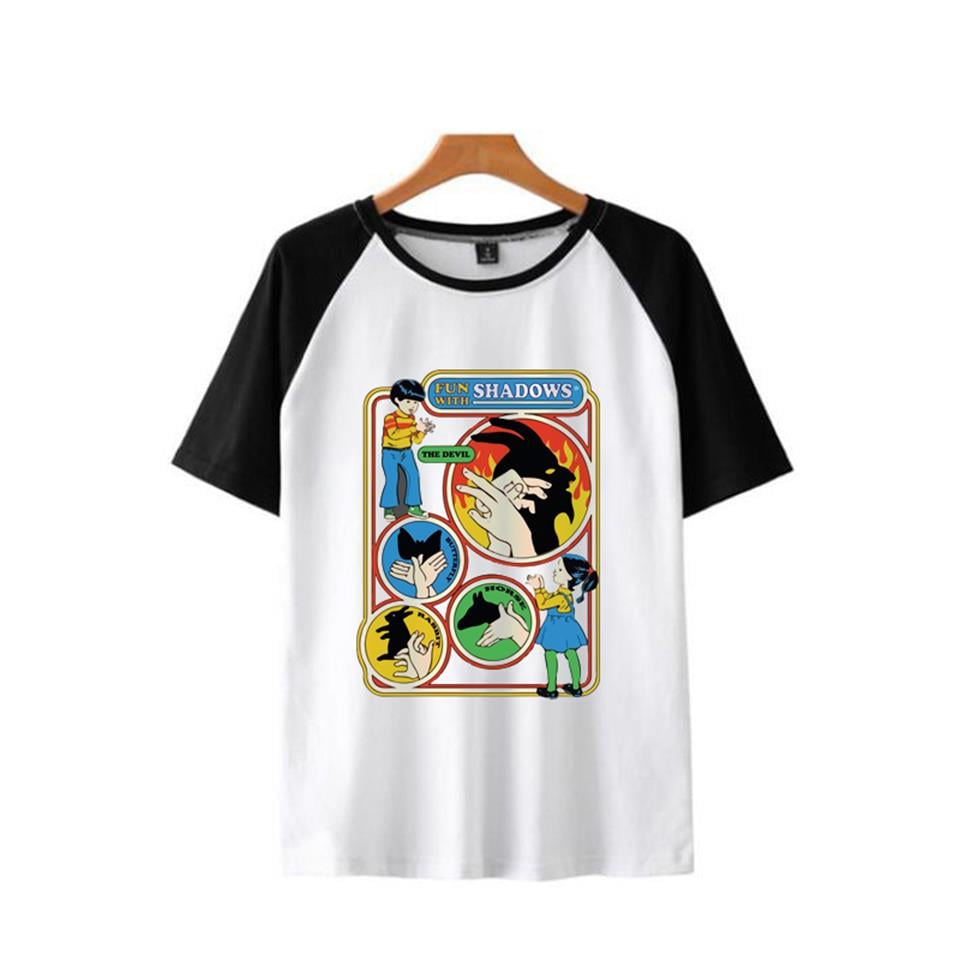 Fun With Shadows Baskılı Reglan Kol Beyaz Unisex Oversize T-shirt