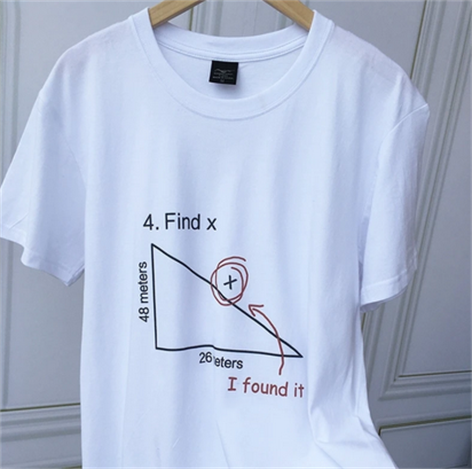 Geometry Problem Baskılı Beyaz Unisex Oversize T-shirt