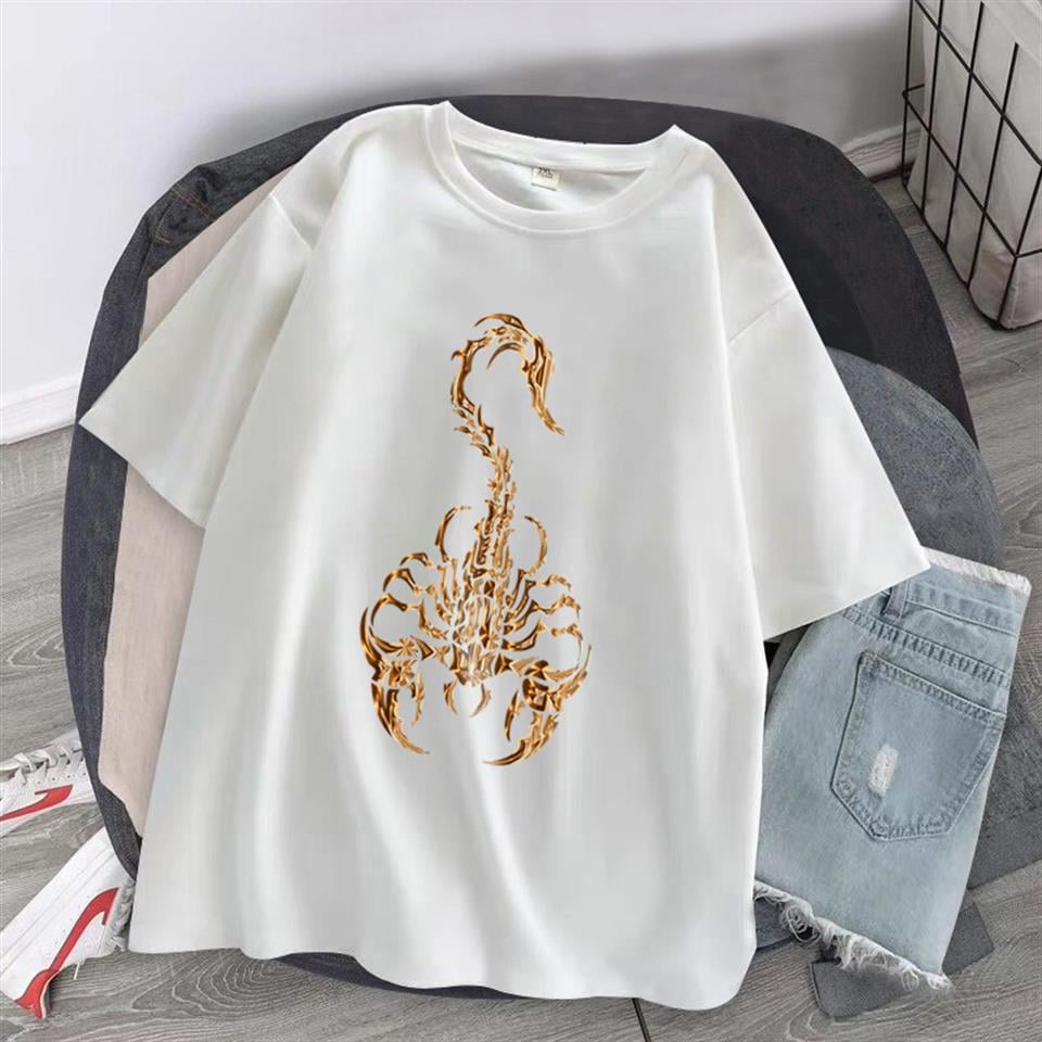 Gothic Scorpion Baskılı Beyaz Unisex Oversize T-shirt