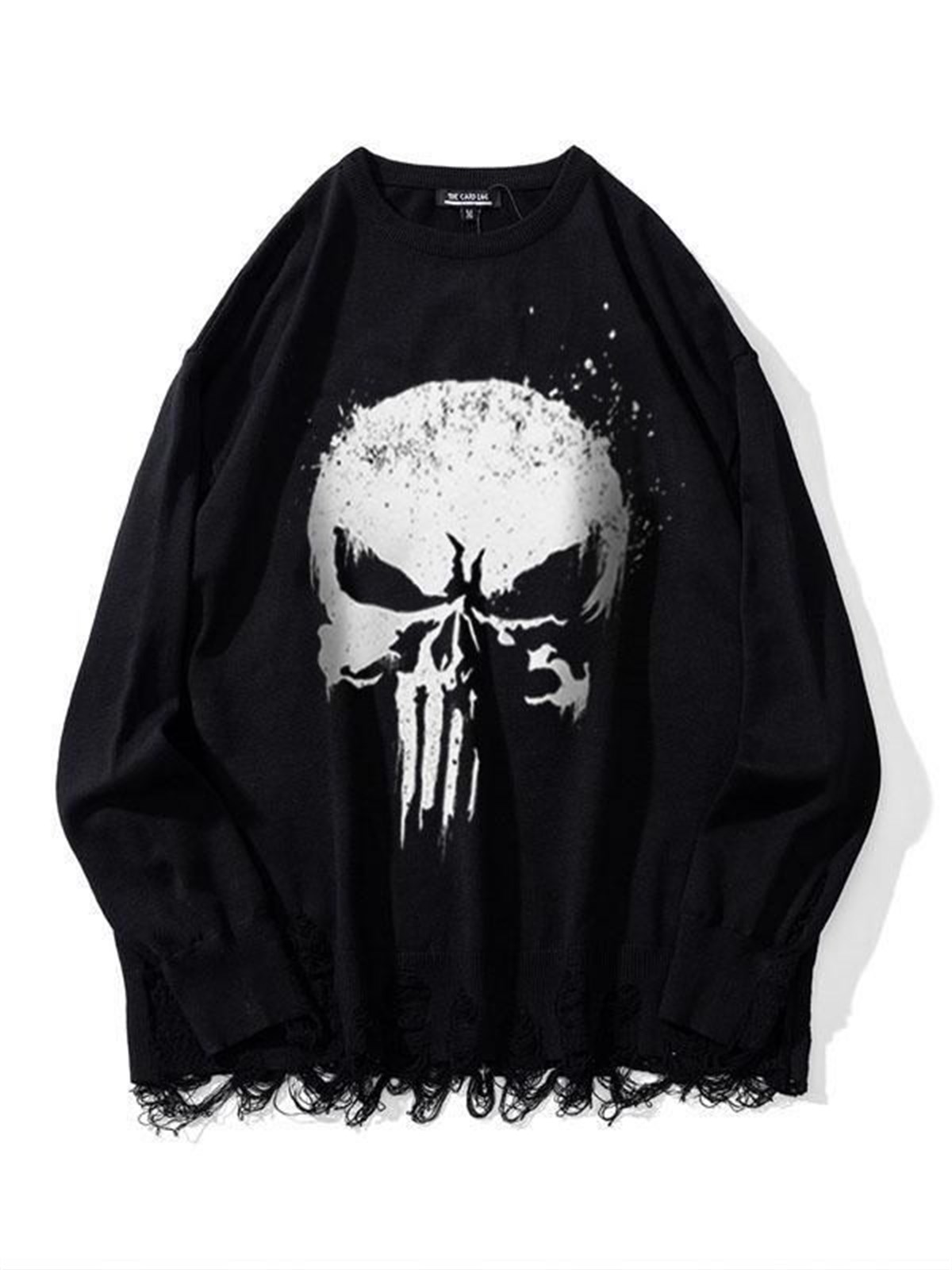 Gothic Skeleton Punisher Siyah Unisex Oversize Kazak