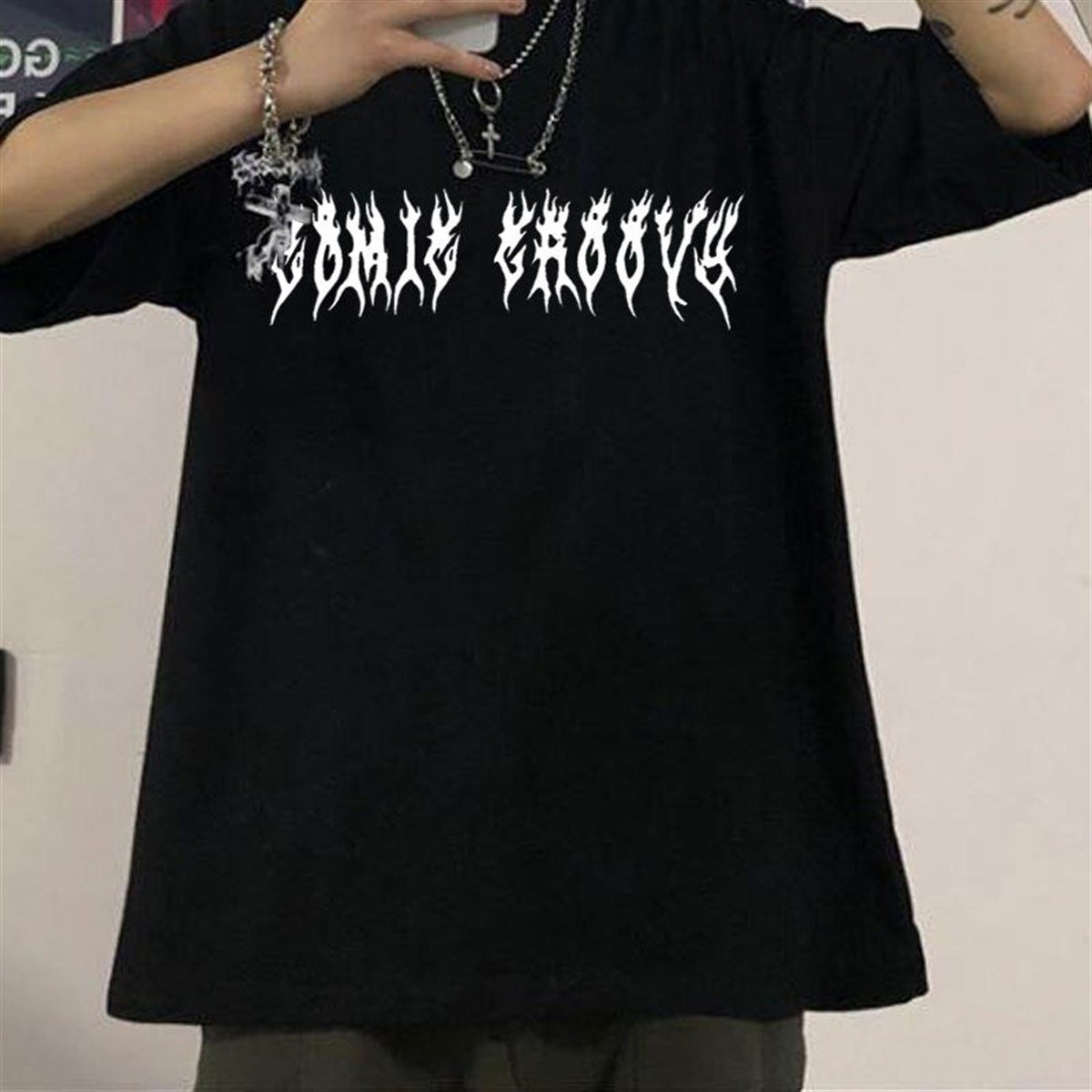 Gothic Tribal Ön Arka Baskı Unisex Oversize T-Shirt