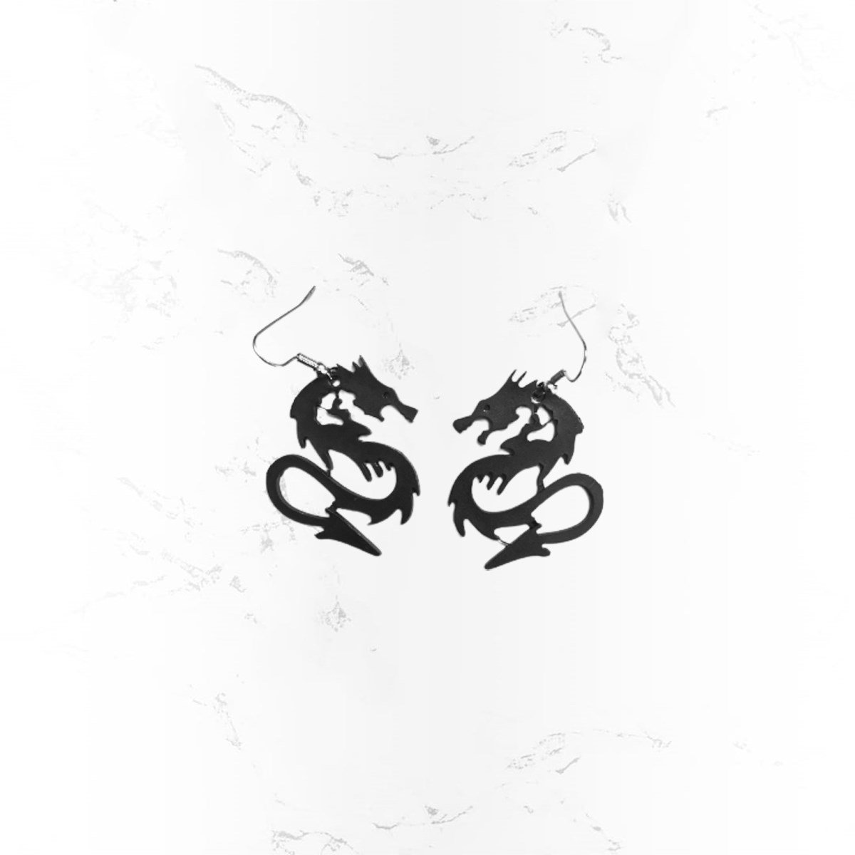 Gotik Dragon Siyah Küpe
