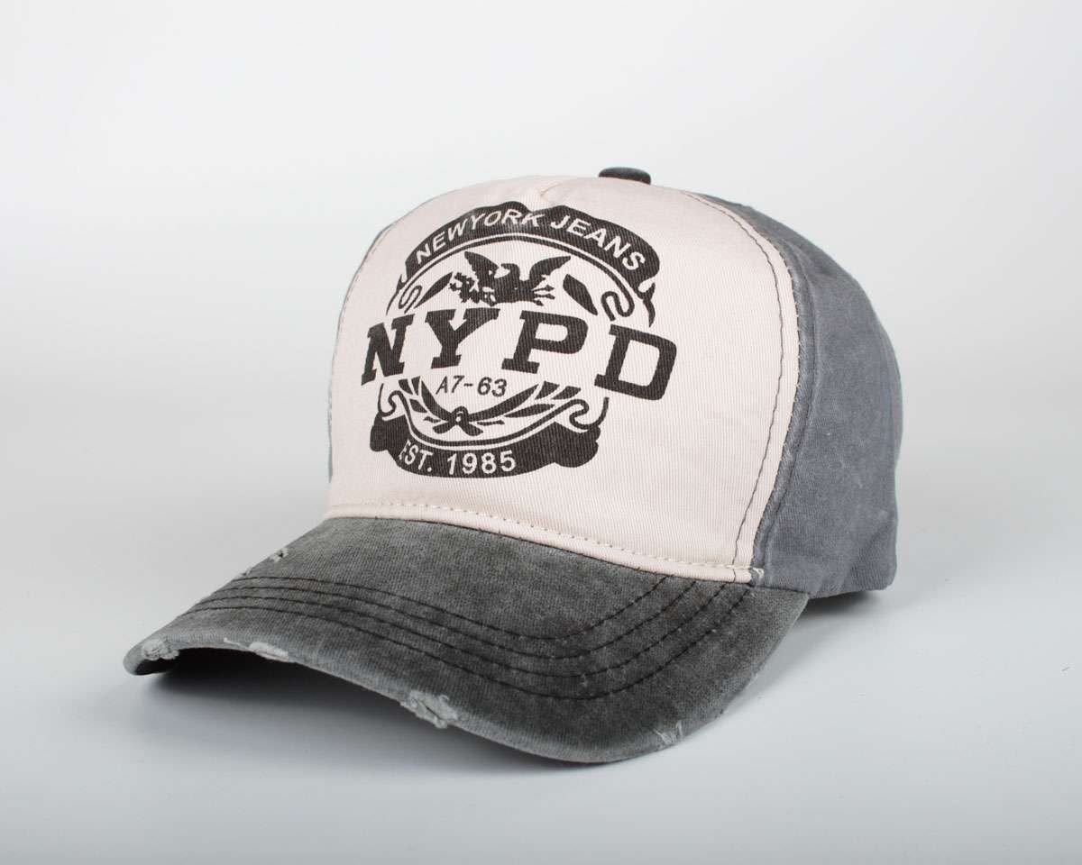 Gri Nypd Baskılı Eskitme Tasarım İthal Flexi Snapback Şapka