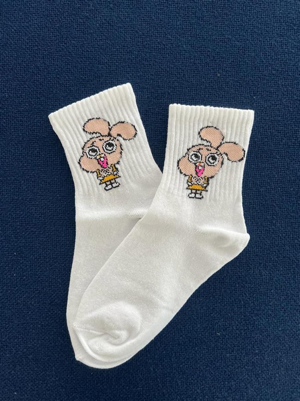 Gumball Anais Unisex Beyaz Kolej Çorap