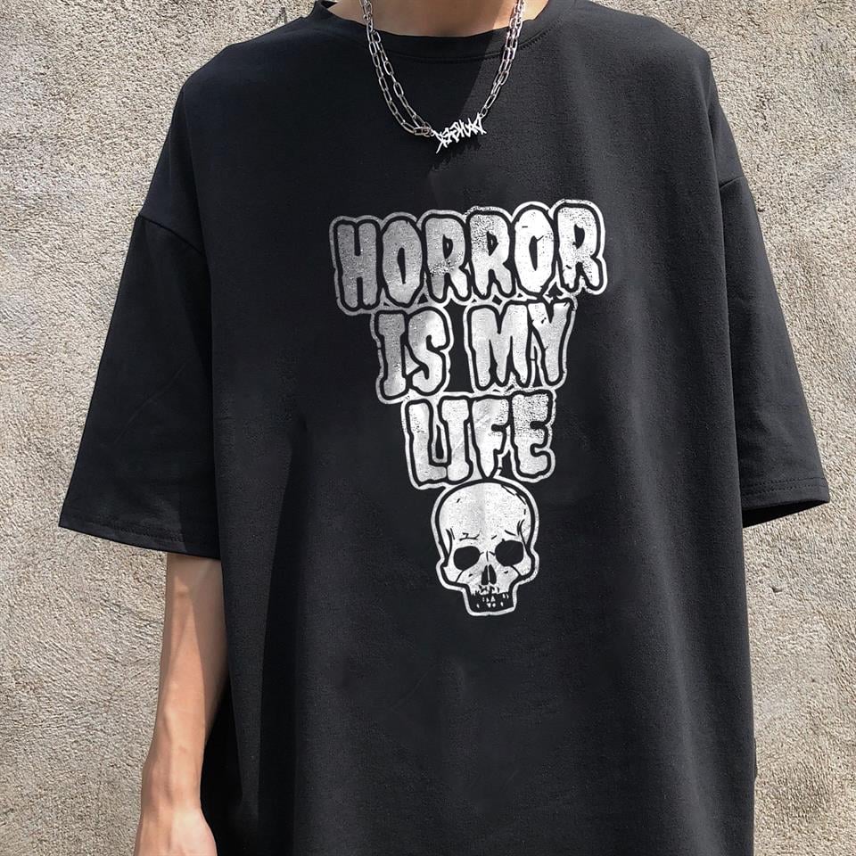 Halloween Horror Is My Life Baskılı Siyah Unisex Oversize T-shirt