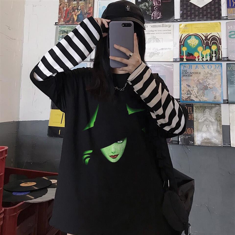 Halloween Noble Witch Baskılı Fake Sleeves Unisex Siyah T-shirt