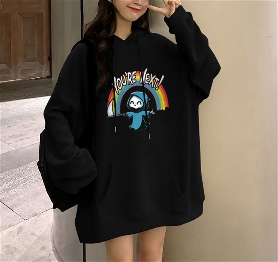 Halloween You Are Next Siyah Unisex Oversize Kapüşonlu Sweatshirt