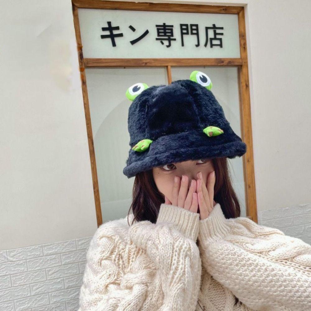 Harahuku Peluş Pamuklu Frog Bucket Şapka