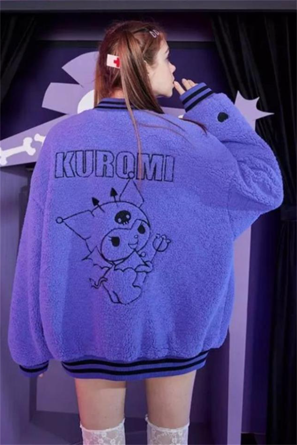 Harajuku Gothic Kuromi Peluş Fermuarlı Ceket