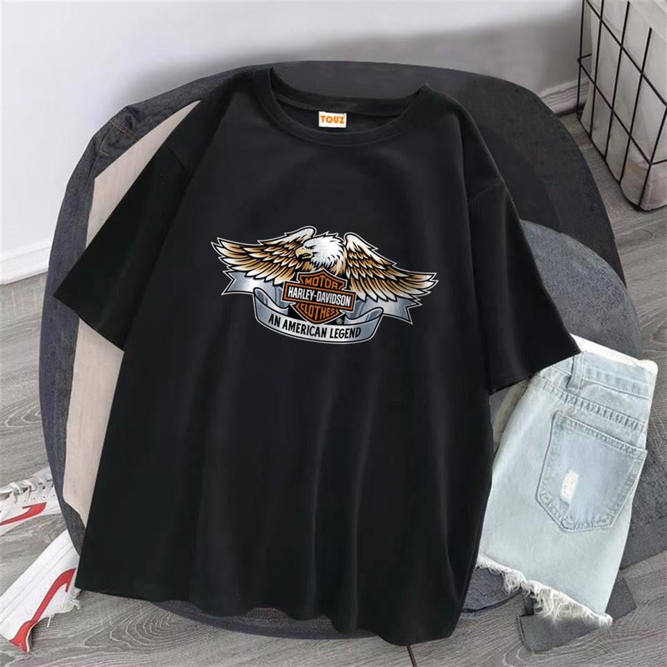 HD Motorcycle Baskılı Siyah Unisex Oversize T-shirt