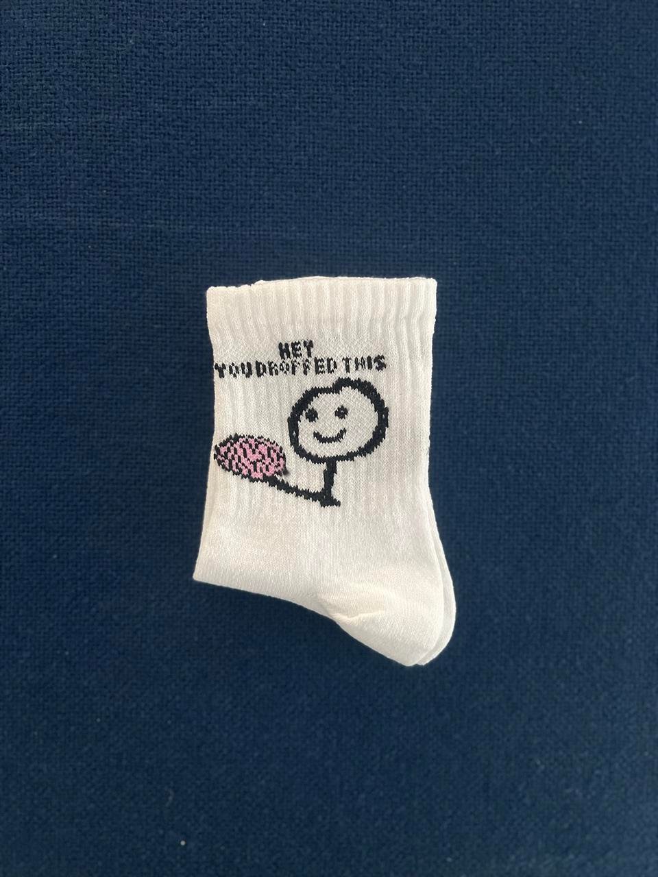 'Hey You Dropped This' Unisex Beyaz Kolej Çorap