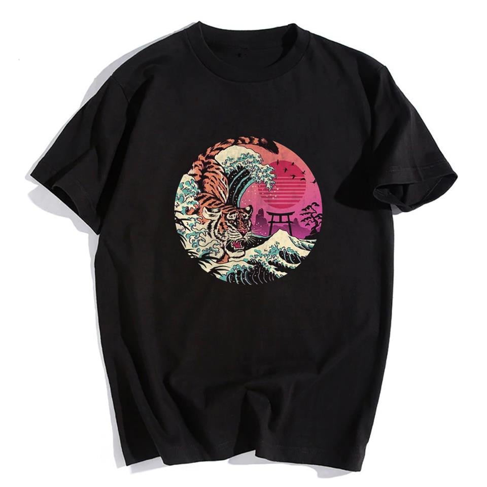 Hokusai Tiger Siyah Unisex Oversize T-shirt