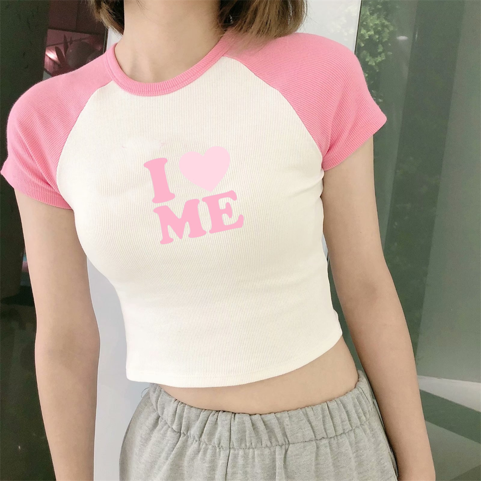 I Love Me Reglan Kol Beyaz Crop