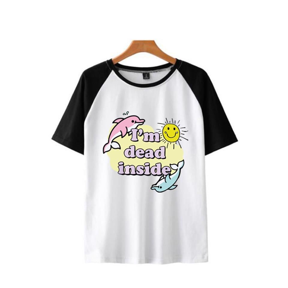 I'm Dead Inside Baskılı Reglan Kol Beyaz Unisex Oversize T-shirt