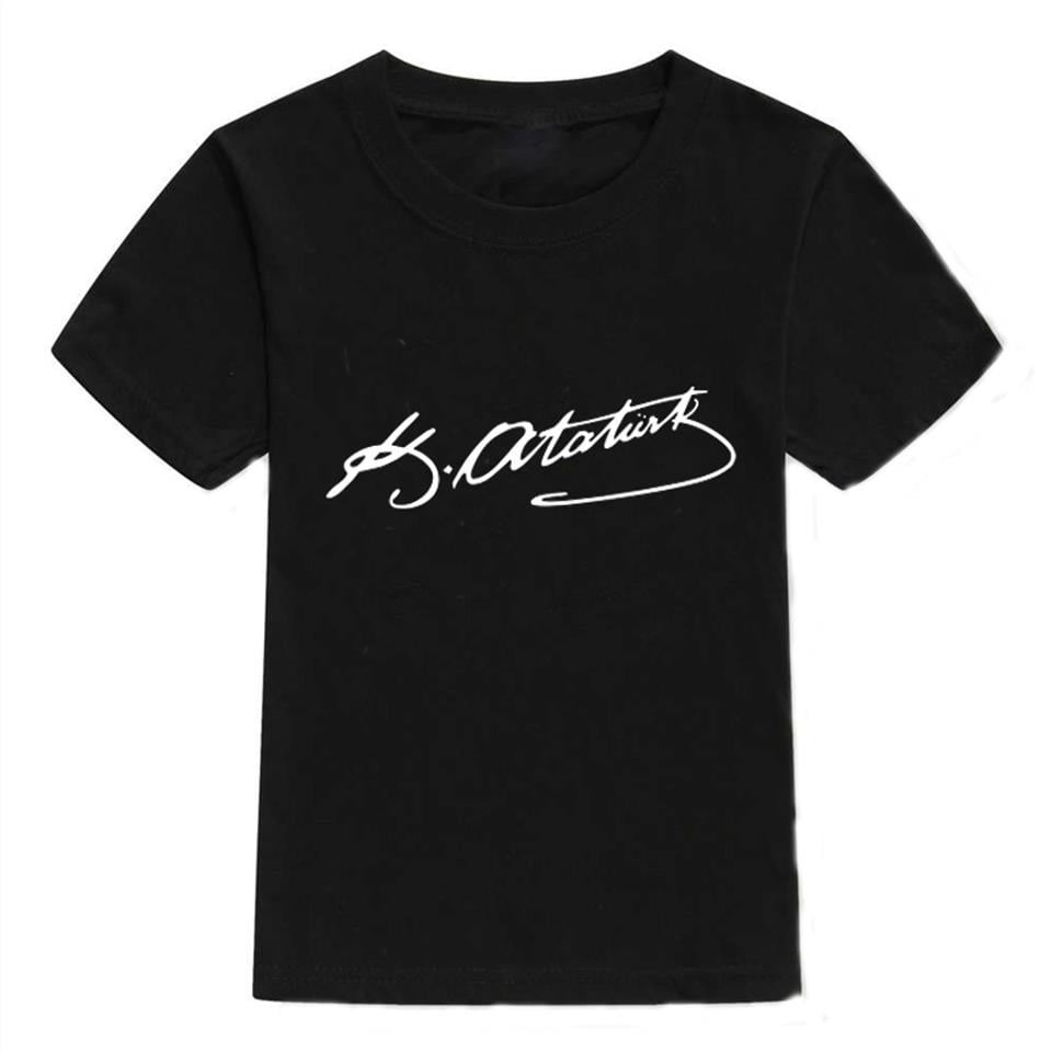 İmza Baskılı Siyah Çocuk T-shirt