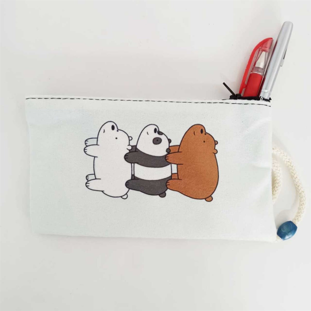 İpli We Bare Bears Bez Cüzdan Kalemlik