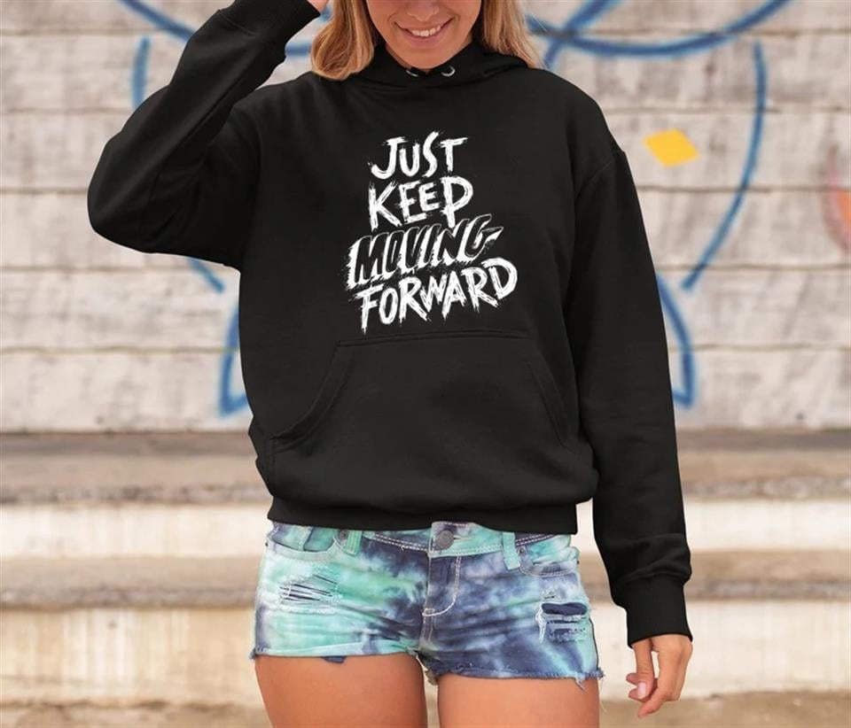 'Just Keep' Siyah Unisex Kapüşonlu Oversize Sweatshirt Hoodie