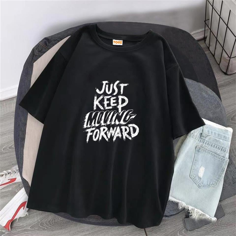 'Just Keep' Siyah Unisex Oversize T-shirt