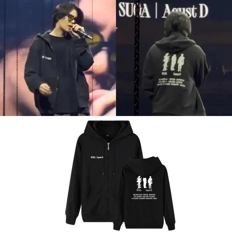 K-Pop BTS Suga August D Tour Streetwear Fermuarlı Sweatshirt Hoodie 