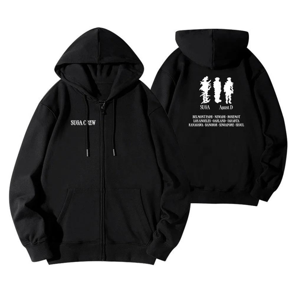 K-Pop BTS Suga August D Tour Streetwear Fermuarlı Sweatshirt Hoodie 
