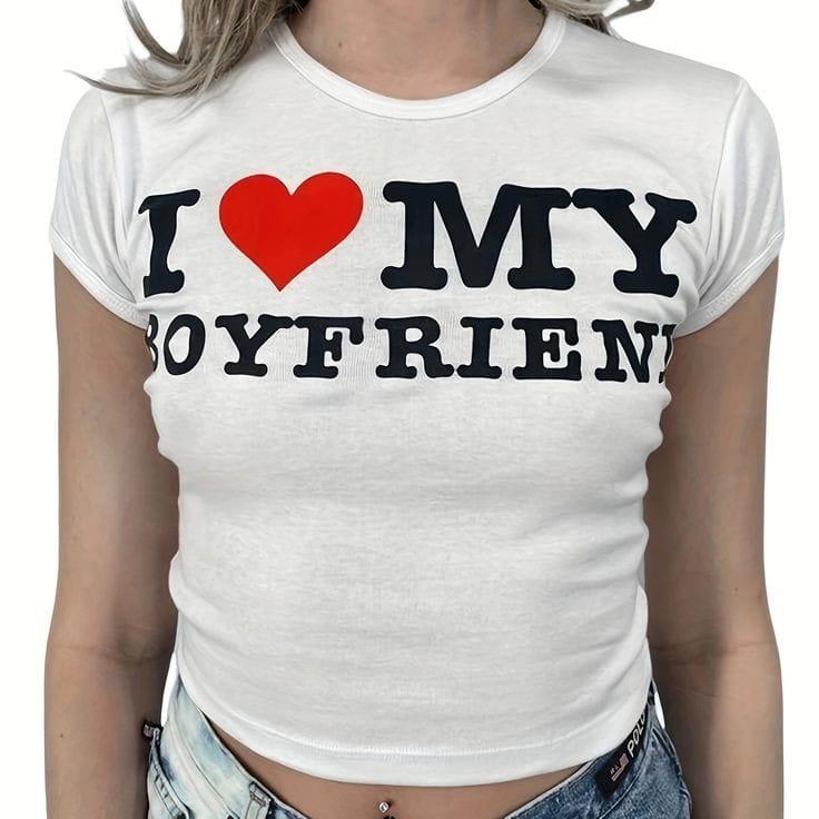 Kemer Boy I love To Make Boys Cry  Baskılı Crop Bluz