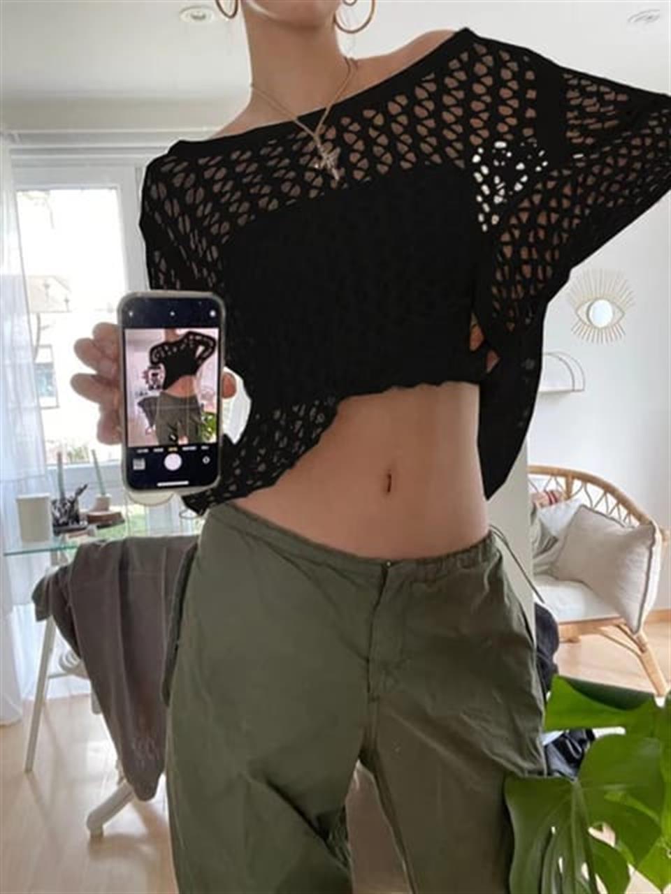 Kemer Boy Oversize Siyah Triko Örgü Kazak
