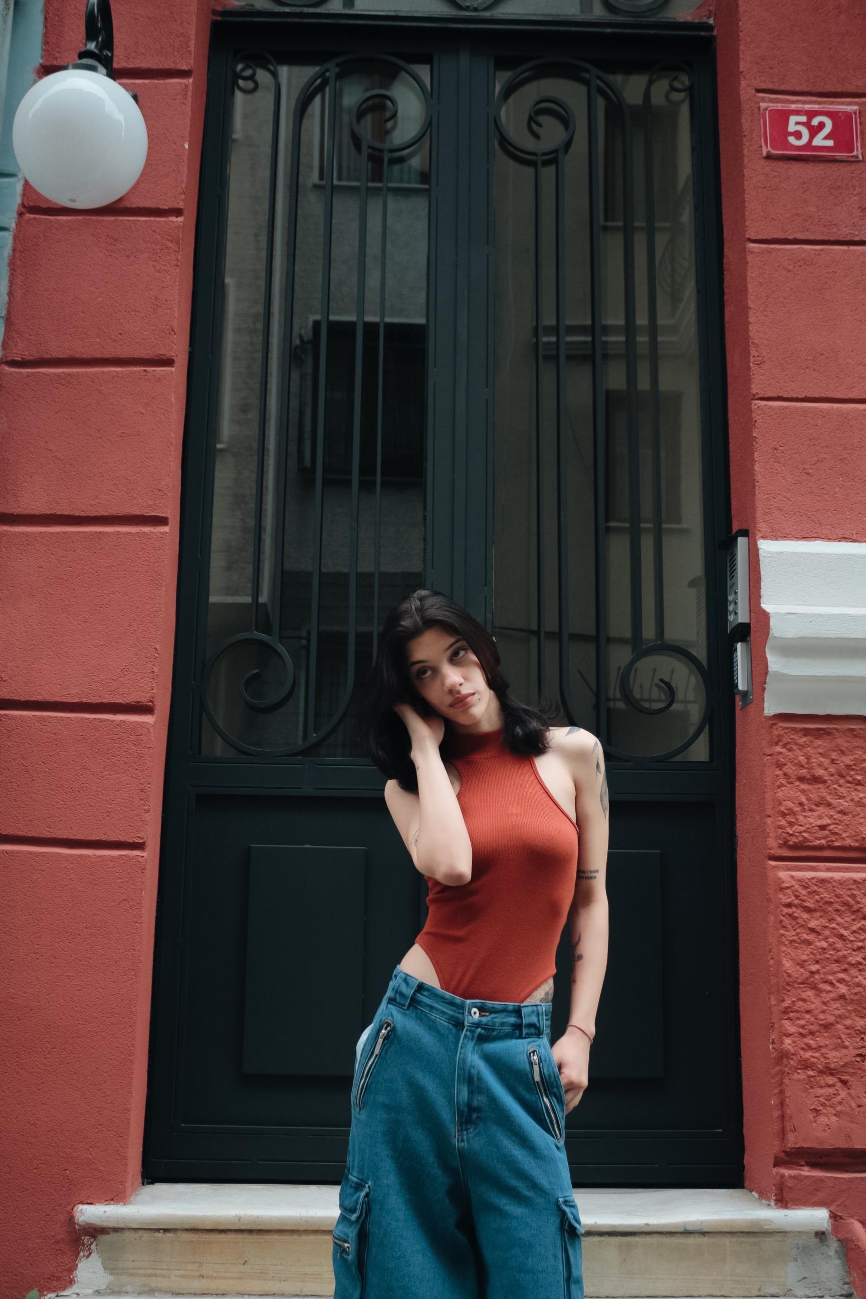 Kiremit Basic Fitilli Detail Crop Bluz
