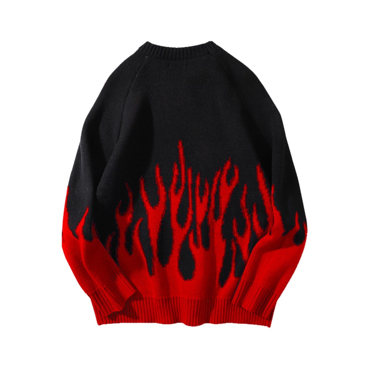 Kırmızı Flame Siyah Unisex Oversize Kazak