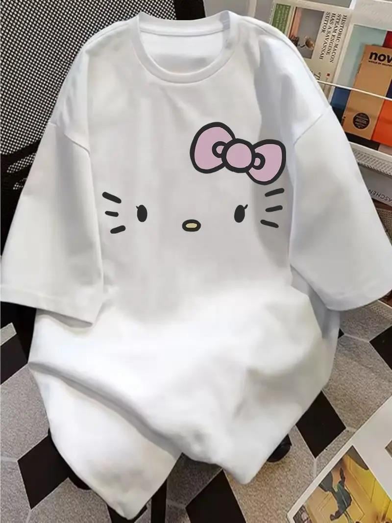 Kitty Face Baskılı Oversize T-shirt