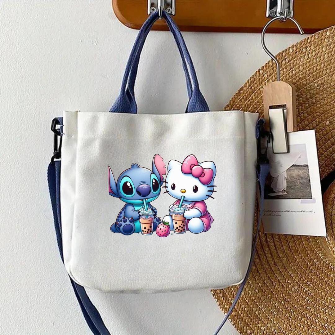 Kitty & Stich Mıknatıslı Baskılı Omuz Çantası