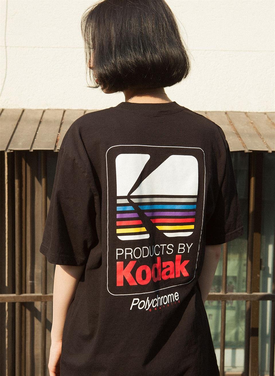 Kodak Baskılı Siyah Unisex Oversize T-shirt