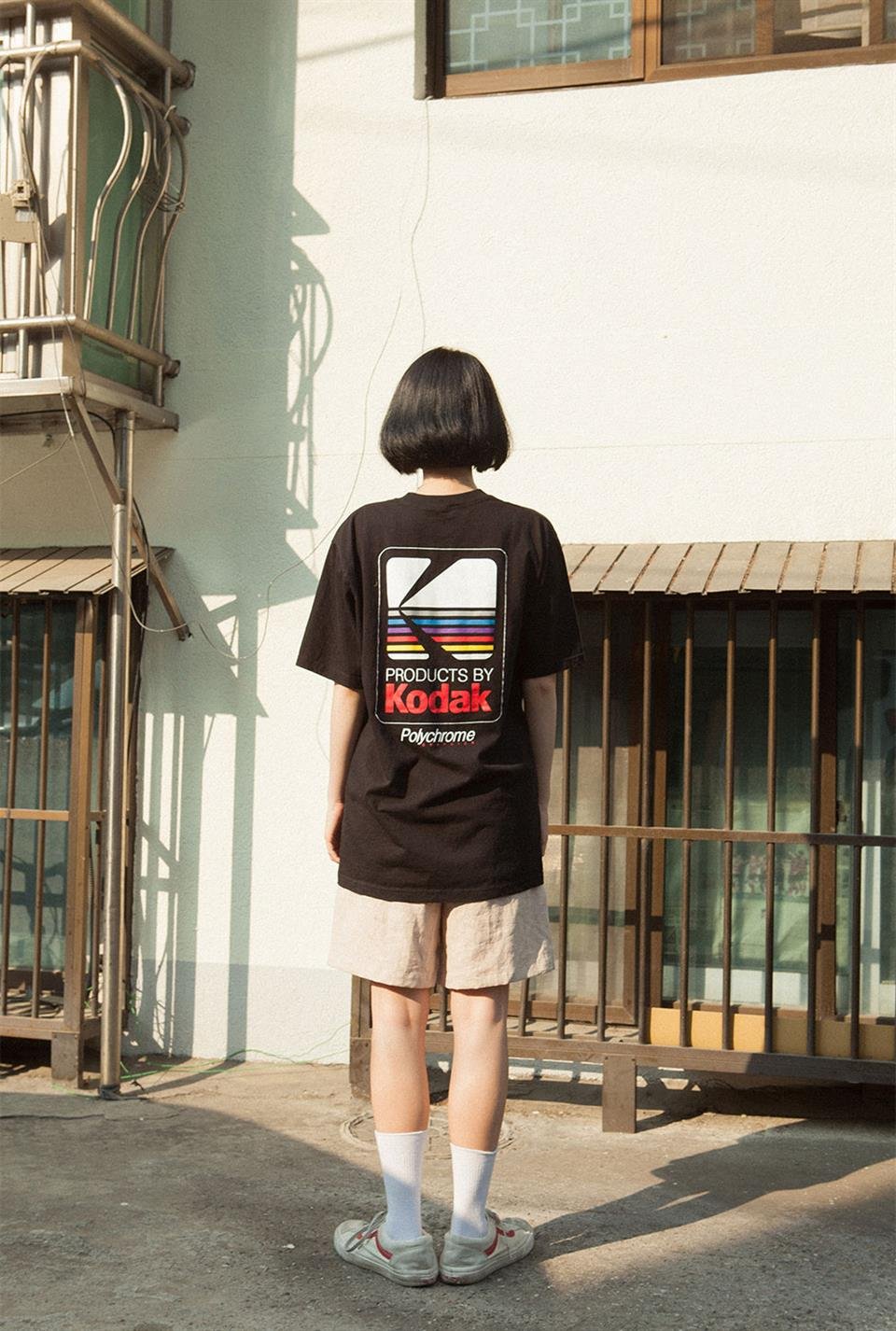 Kodak Baskılı Siyah Unisex Oversize T-shirt
