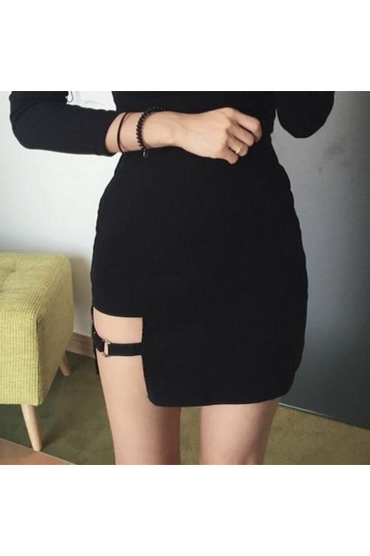 Korean Style Siyah Micro Mini Etek