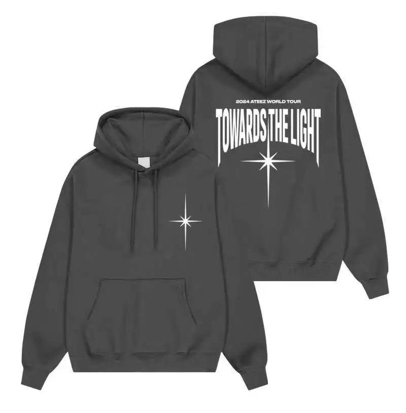 Kpop Ateez Antrasit Kapüşonlu Sweatshirt