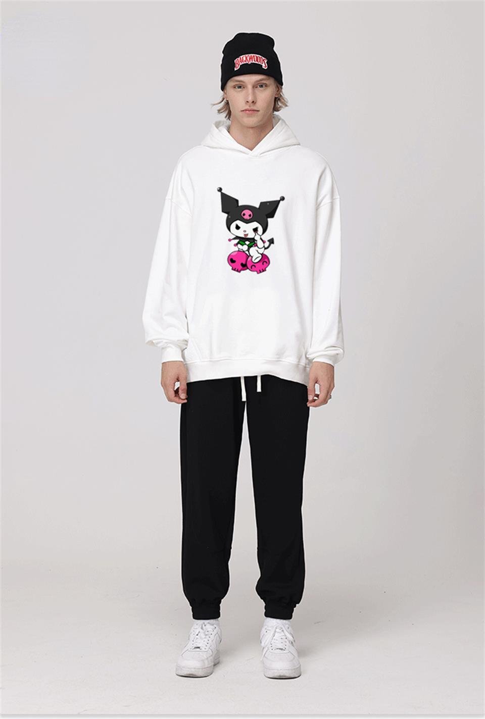 Kuromi Beyaz Kapüşonlu Sweatshirt