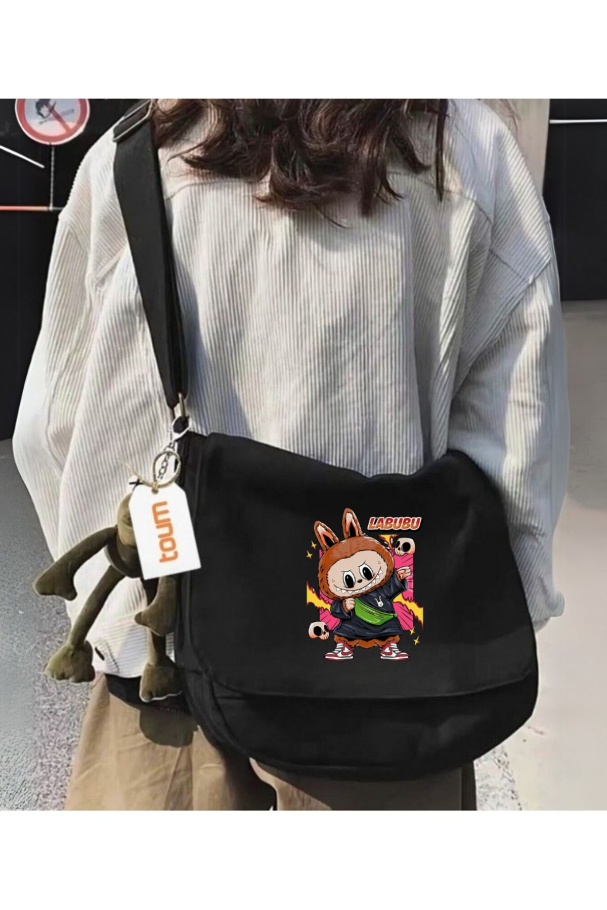 Labubu Baskılı Unisex Postacı Çantası