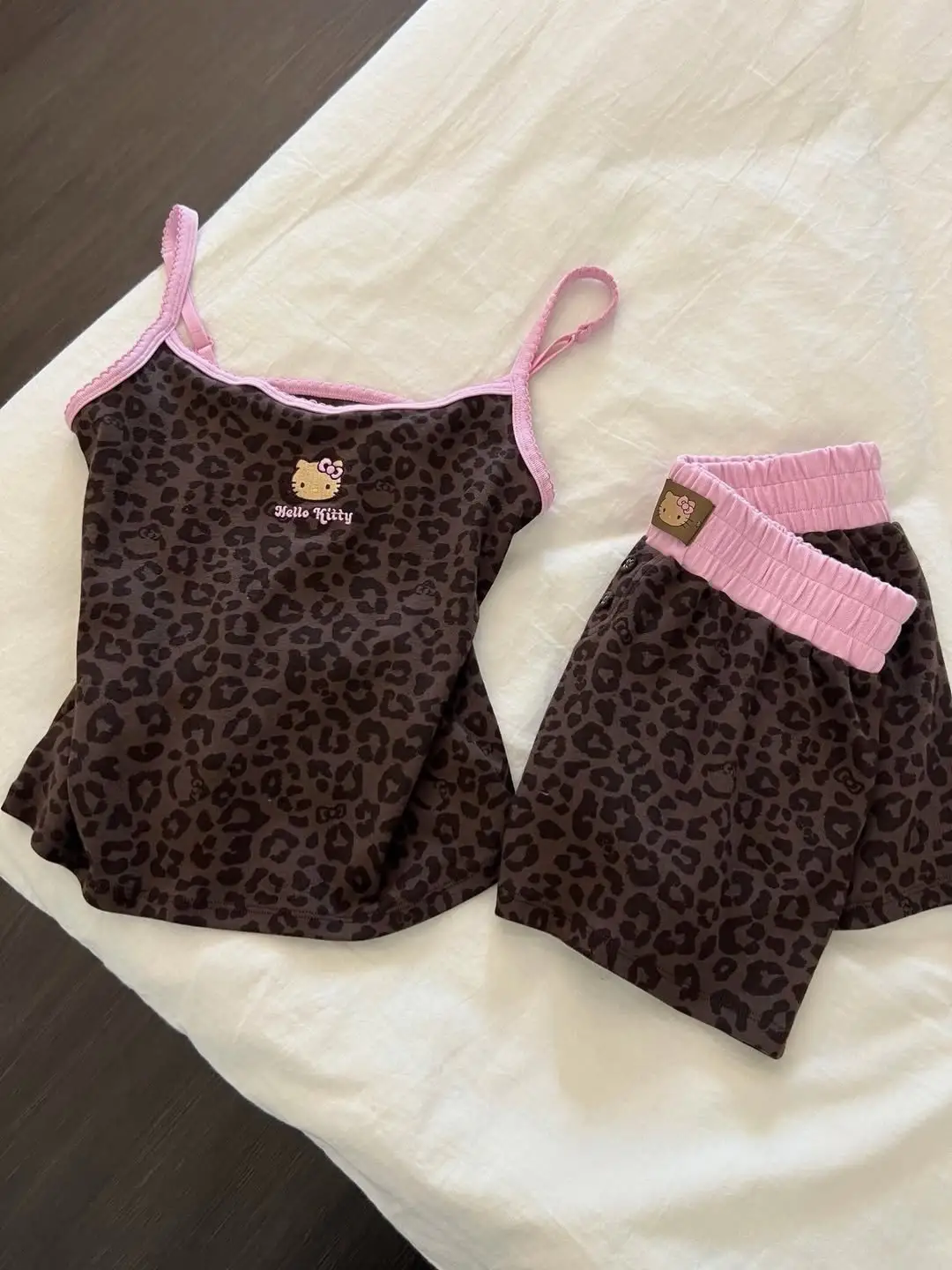 Leopar Kiss Kahverengi Kitty Alt Üst Takım