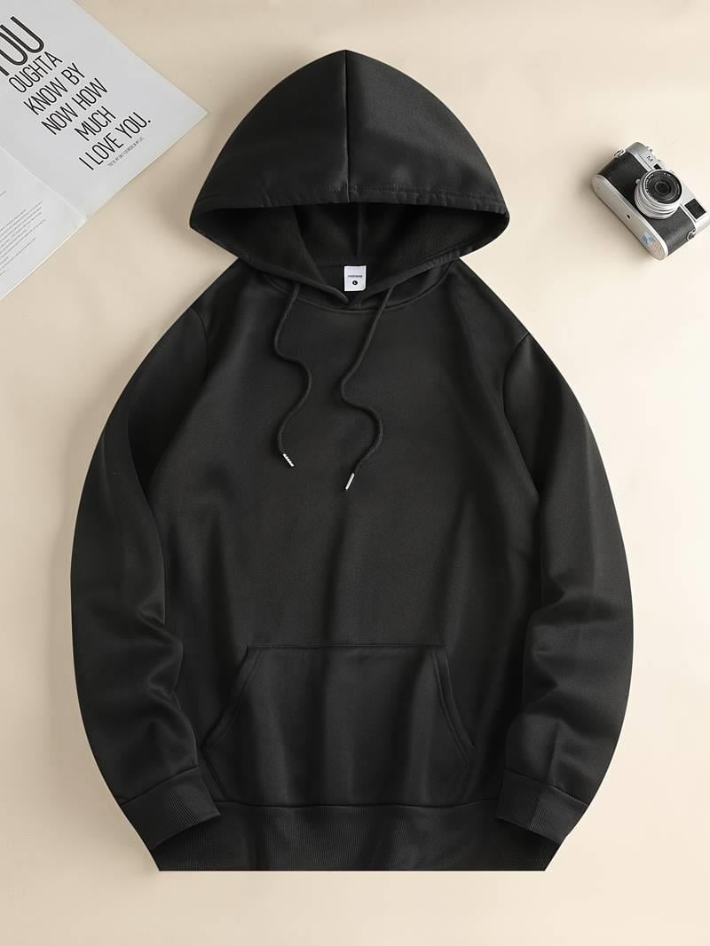 Liberty Baskılı Siyah Kapşonlu Sweatshirt 