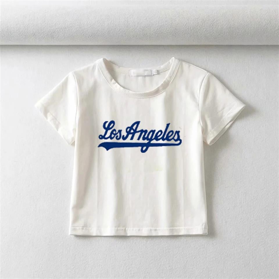 Los Angeles Baskılı Beyaz Crop