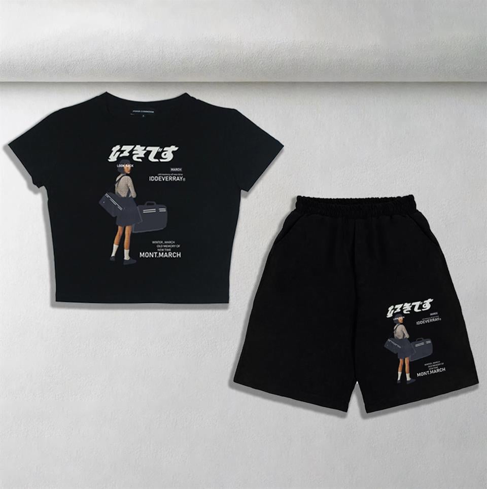 March Iddeverray Baskılı Siyah Unisex İkili Takım