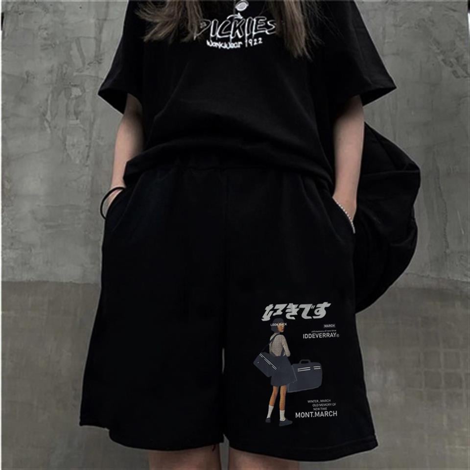 March Iddeverray Baskılı Siyah Unisex Penye Şort