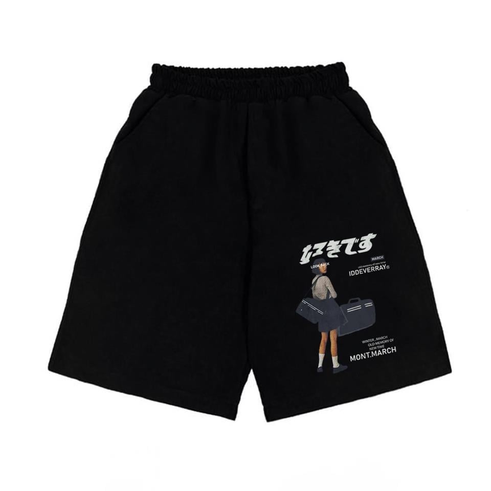 March Iddeverray Baskılı Siyah Unisex Penye Şort