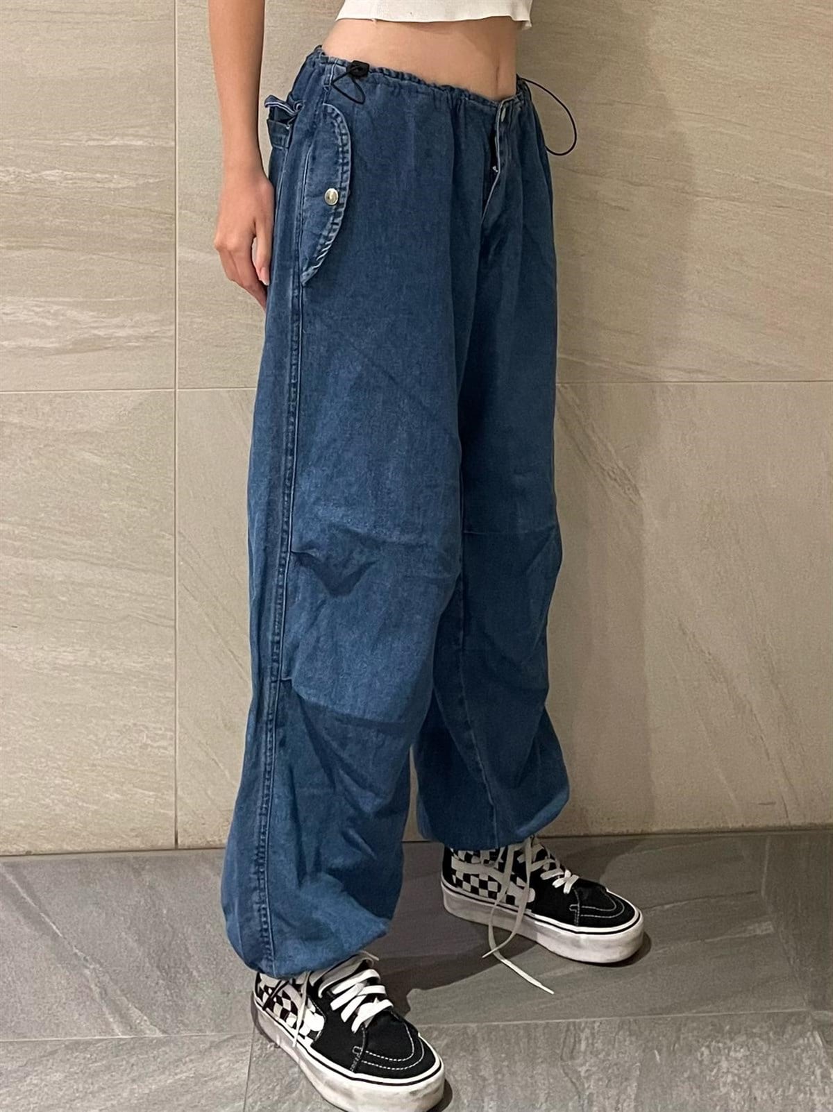 Mavi Tactical Paraşüt Kumaş Pantolon