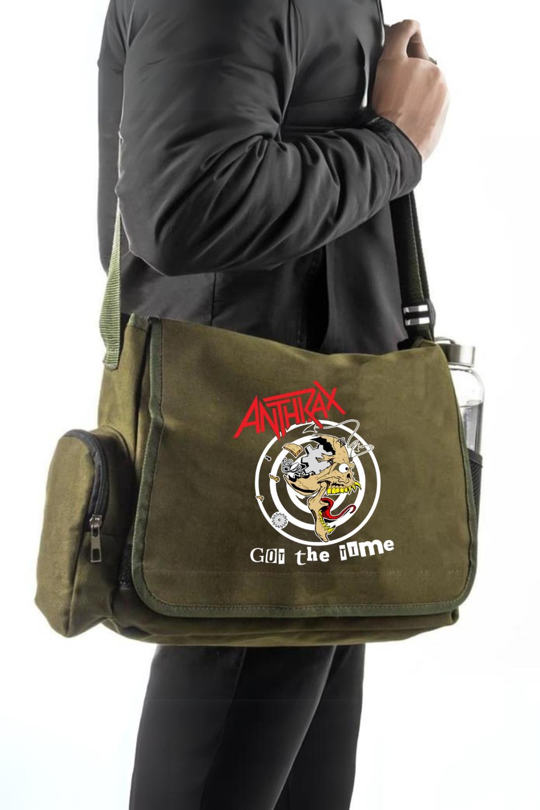Megadeth Baskılı Unisex Yeşil Postacı Çantası